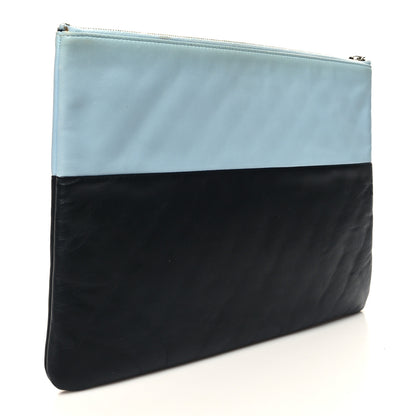 Chanel Lambskin Large Airline Zipper Cosmetic Case Blue Black Red 3 of 14
