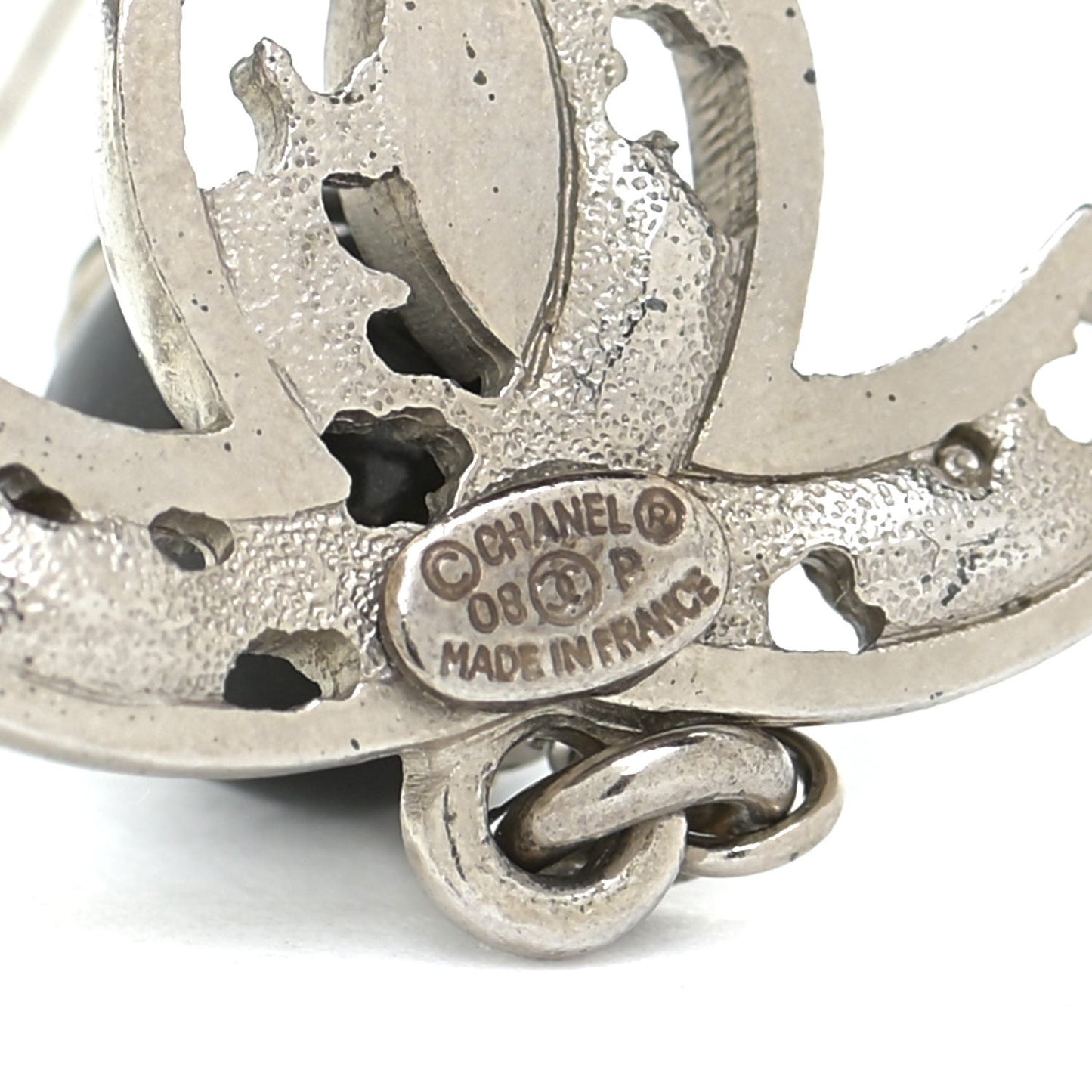 Ruthenium Bead CC Drop Earrings Black