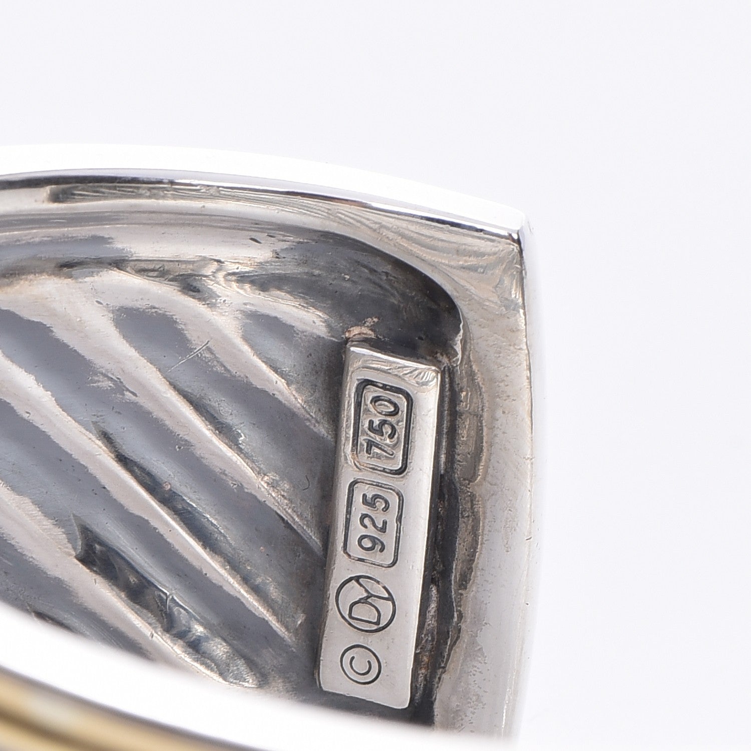 David Yurman Sterling Silver 18k Gold 41mm Sculpted Cable Cuff 4 of 4