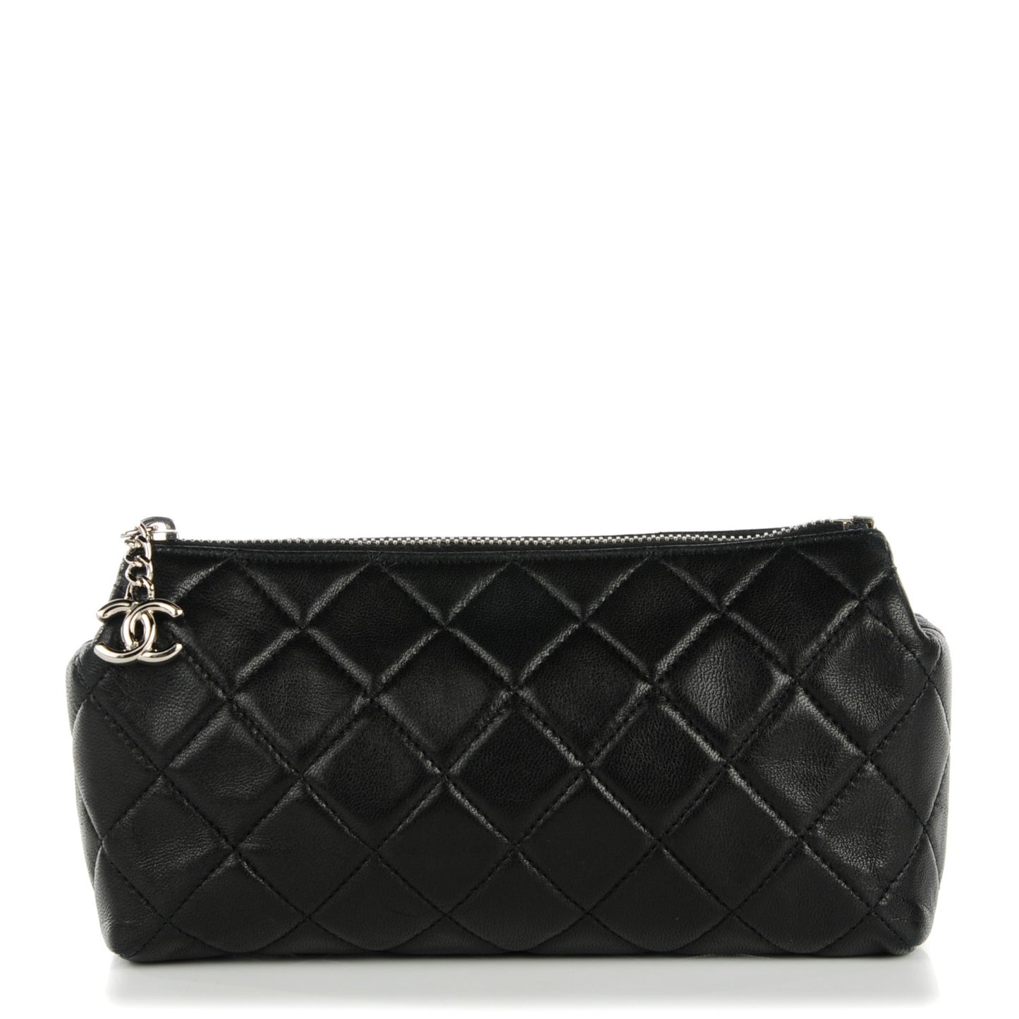 Lambskin Quilted Small Cosmetic Case Black