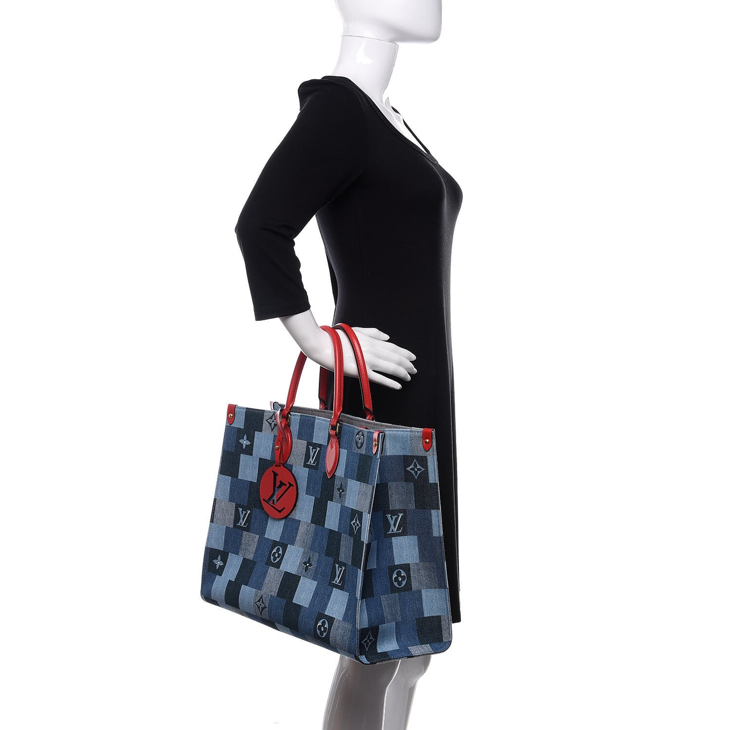 Denim Damier Monogram Onthego Blue Rouge