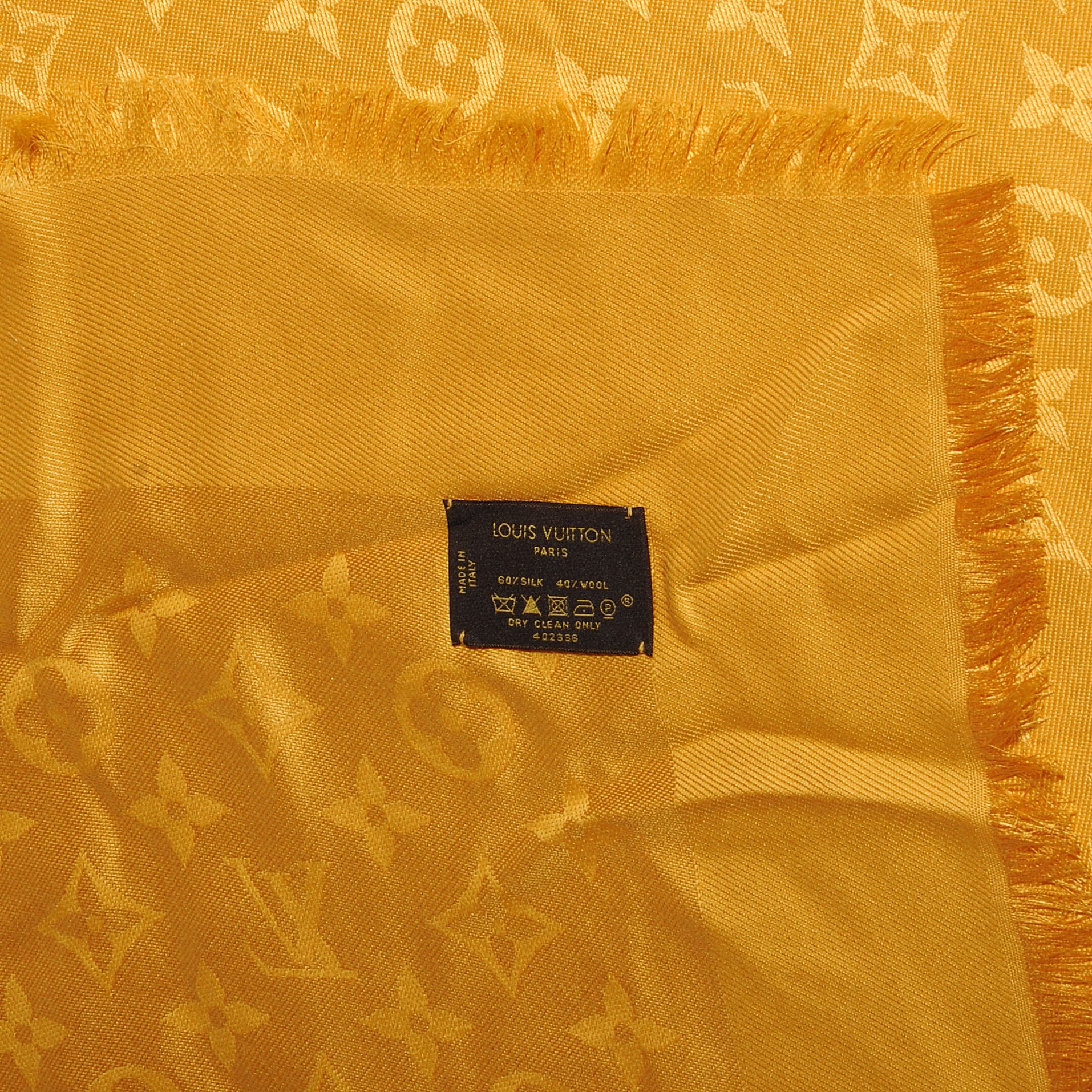 Louis Vuitton Wool Silk Monogram Shawl Safran 4 of 5