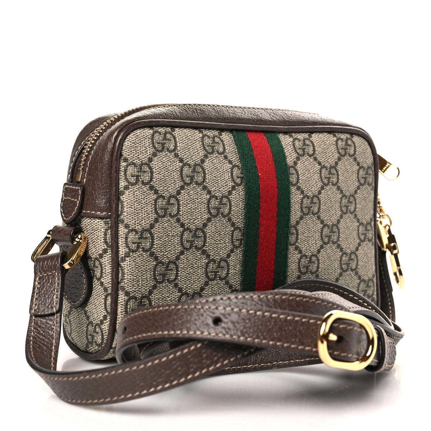 Gucci GG Supreme Monogram Web Mini Ophidia Shoulder Bag Brown 3 of 8