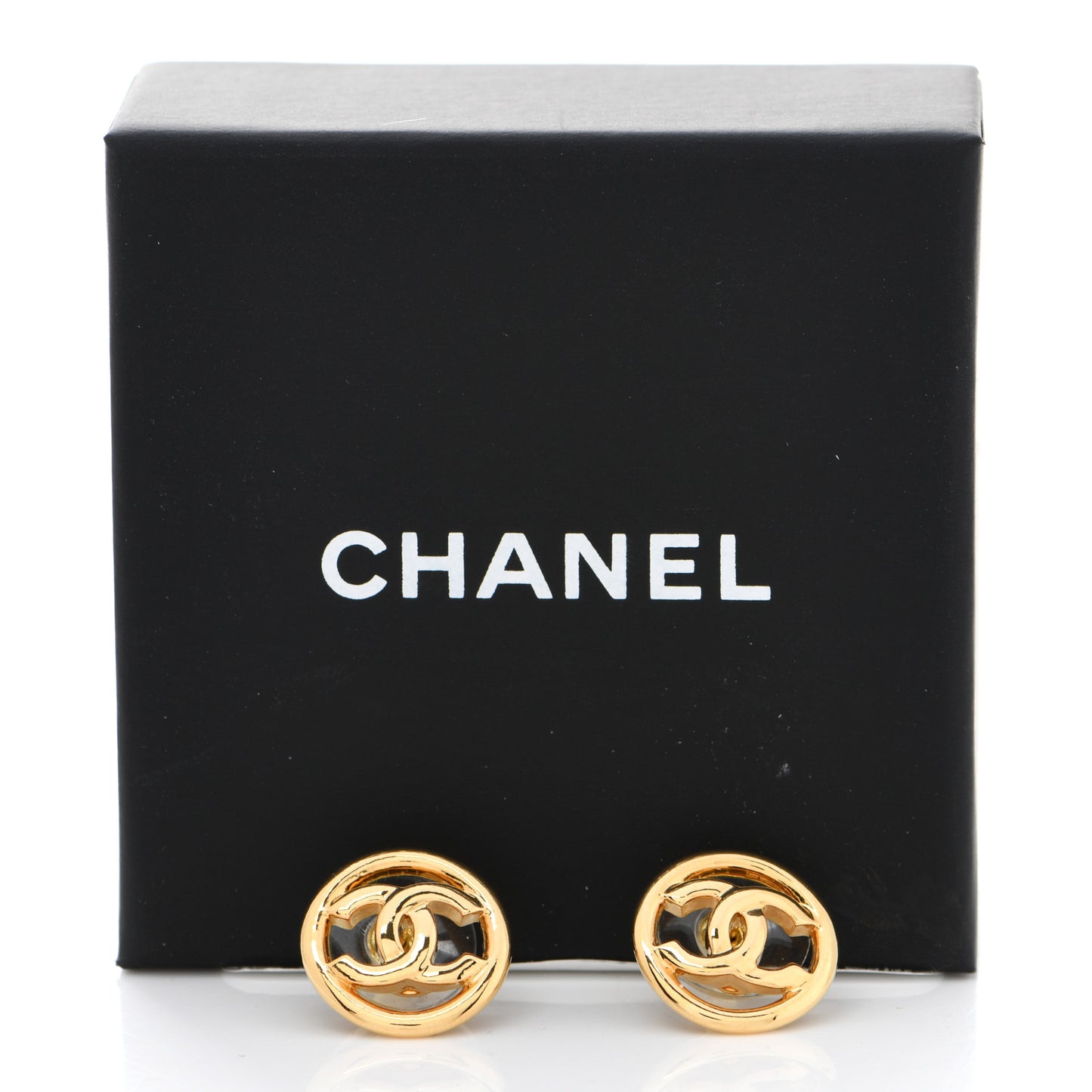 Metal CC Round Earrings Gold