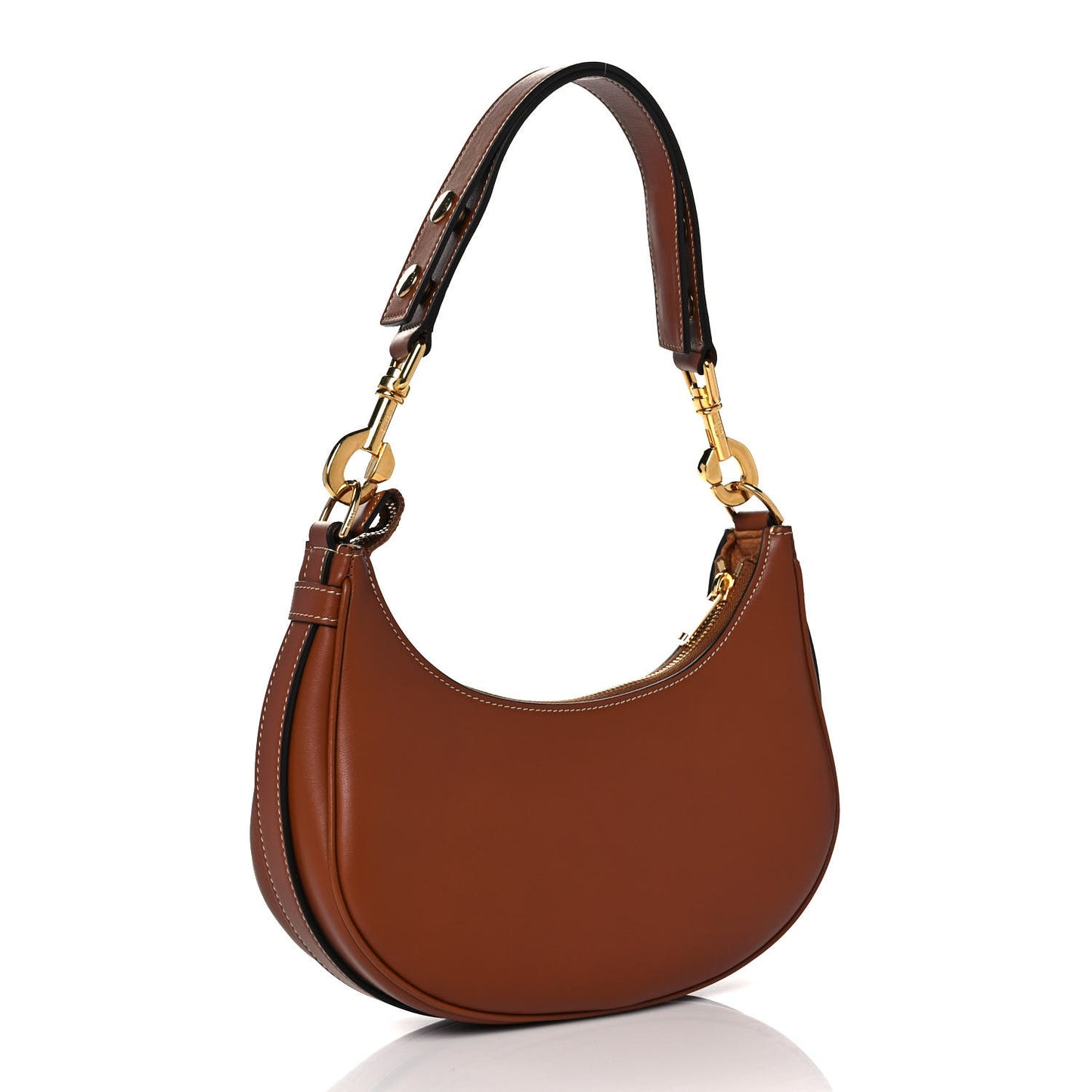 Smooth Calfskin Medium Strap Ava Shoulder Bag Tan