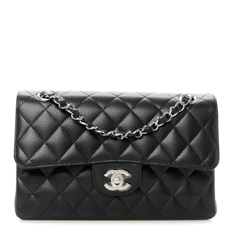 Caviar Quilted Small Double Flap Black