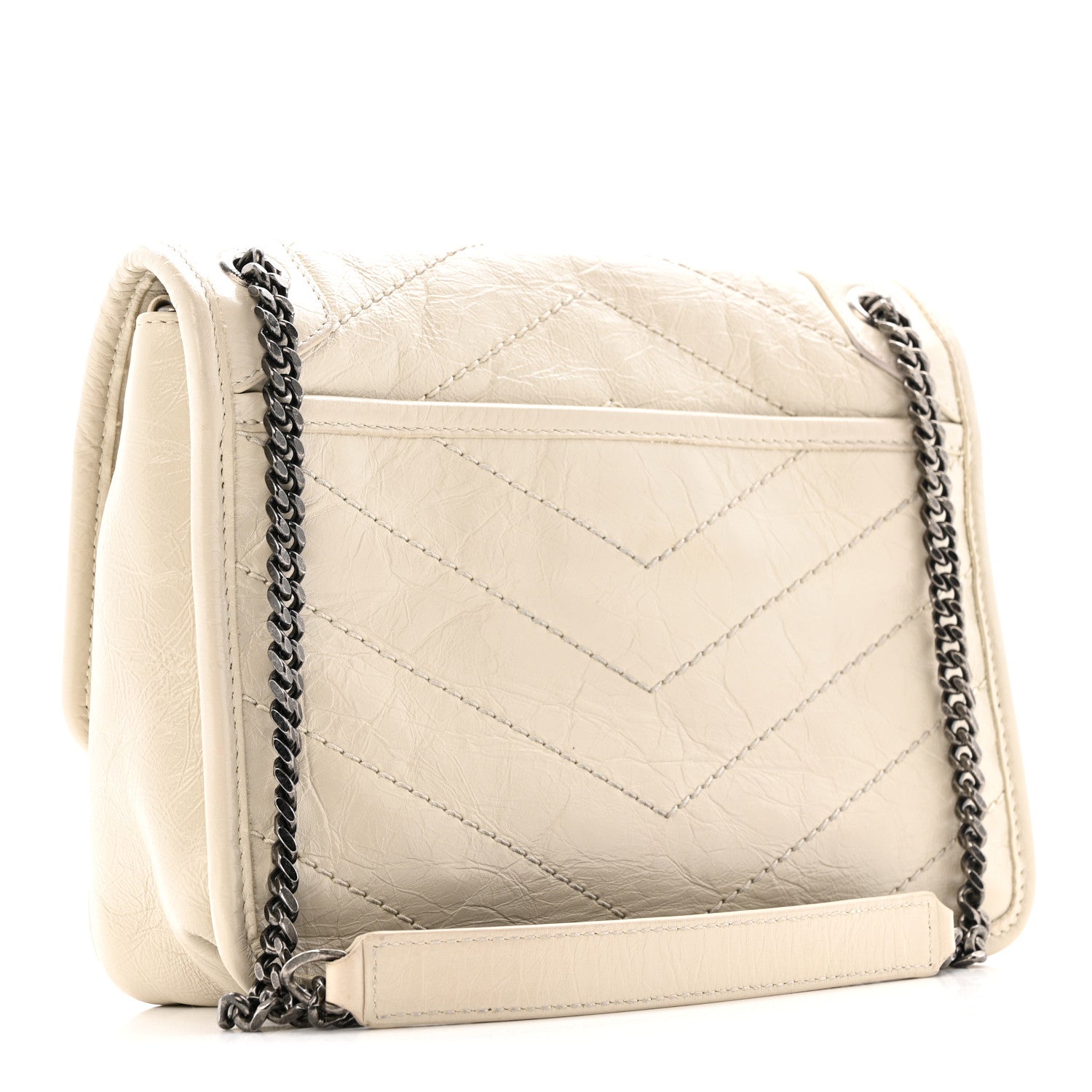 Saint Laurent Crinkled Calfskin Matelasse Monogram Baby Niki Chain Satchel Crema Soft 3 of 13