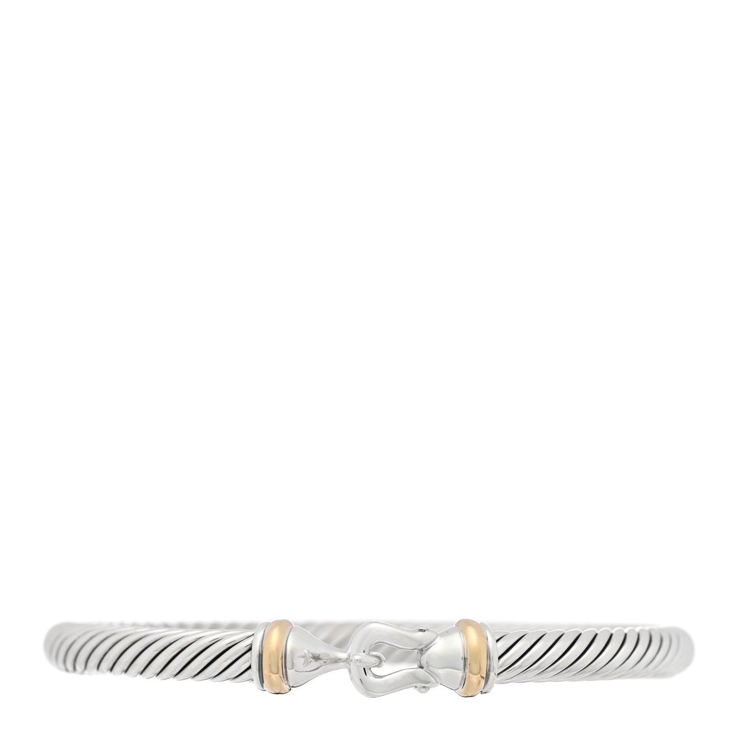Sterling Silver 18K Yellow Gold 4mm Cable Classic Buckle Bracelet