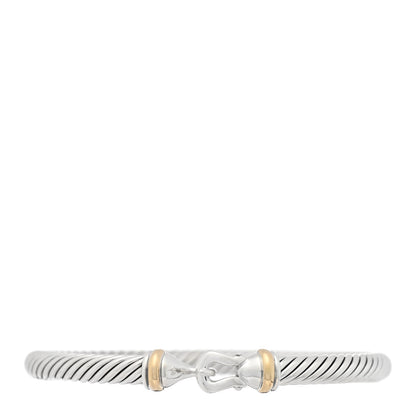 David Yurman Sterling Silver 18K Yellow Gold 4mm Cable Classic Buckle Bracelet 1 of 4