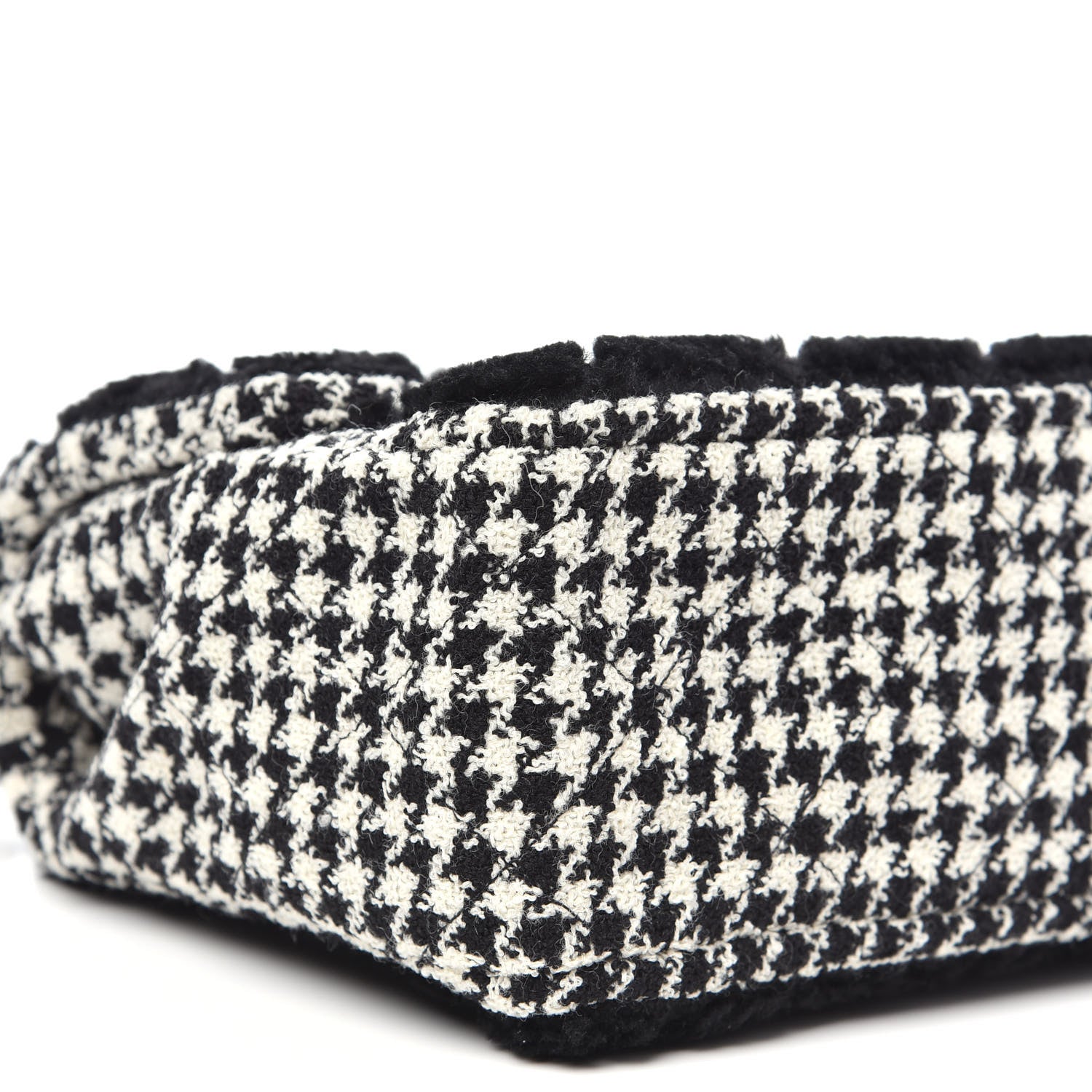 Chanel Shearling Tweed Jumbo Single Flap Black White 10 of 11