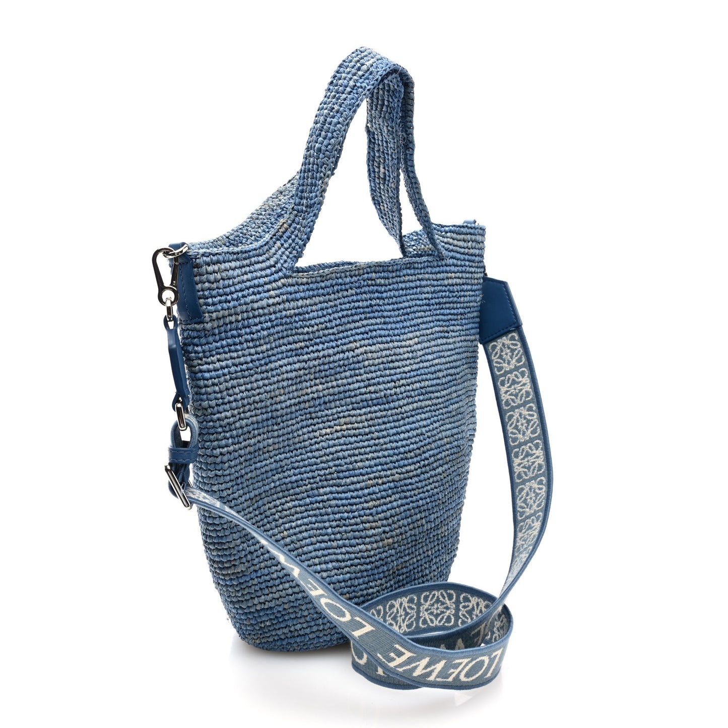 Raffia Mini Slit Tote Bag Blue