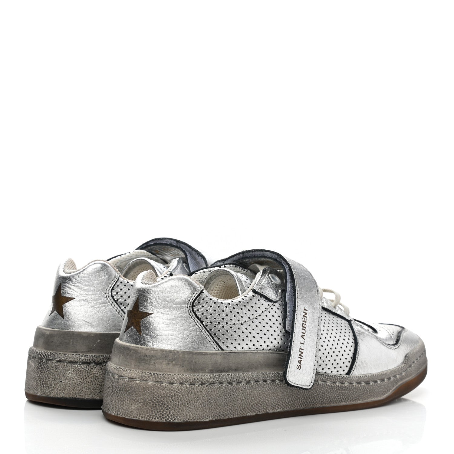 Saint Laurent Calfskin Perforated Womens SL24 Sneakers 39 Argento 4 of 12