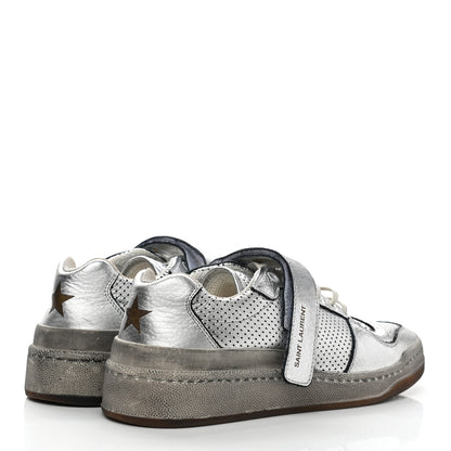 Saint Laurent Calfskin Perforated Womens SL24 Sneakers 39 Argento 4 of 12