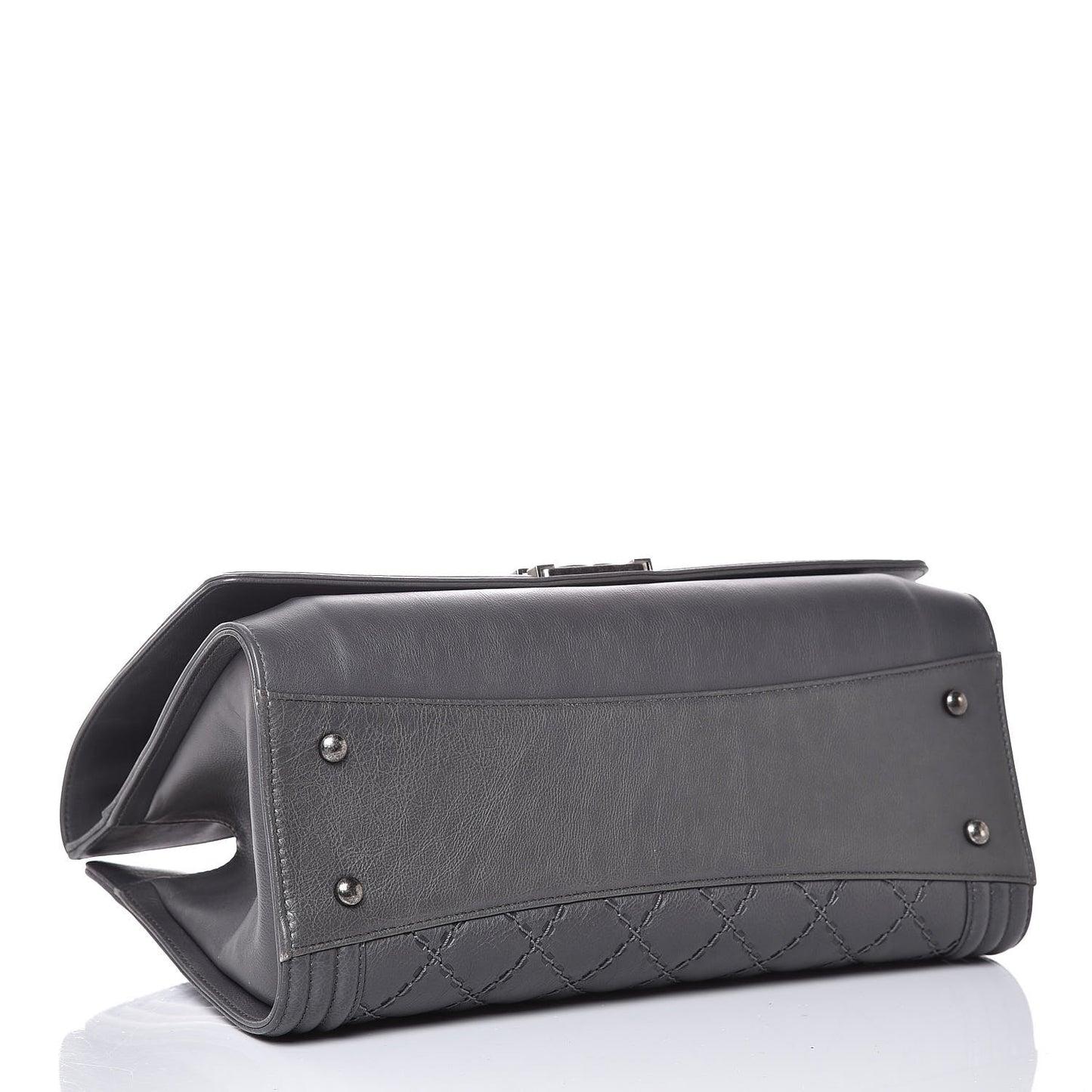Calfskin Stitched Large Boy Shopping Tote Grey