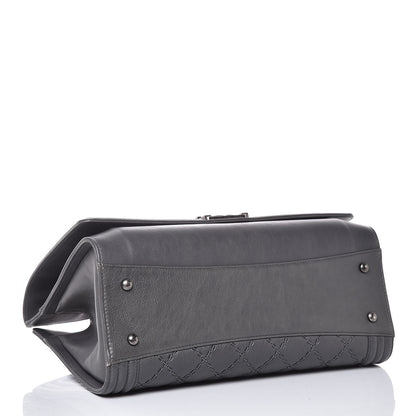 Chanel Calfskin Stitched Large Boy Shopping Tote Grey 4 of 8