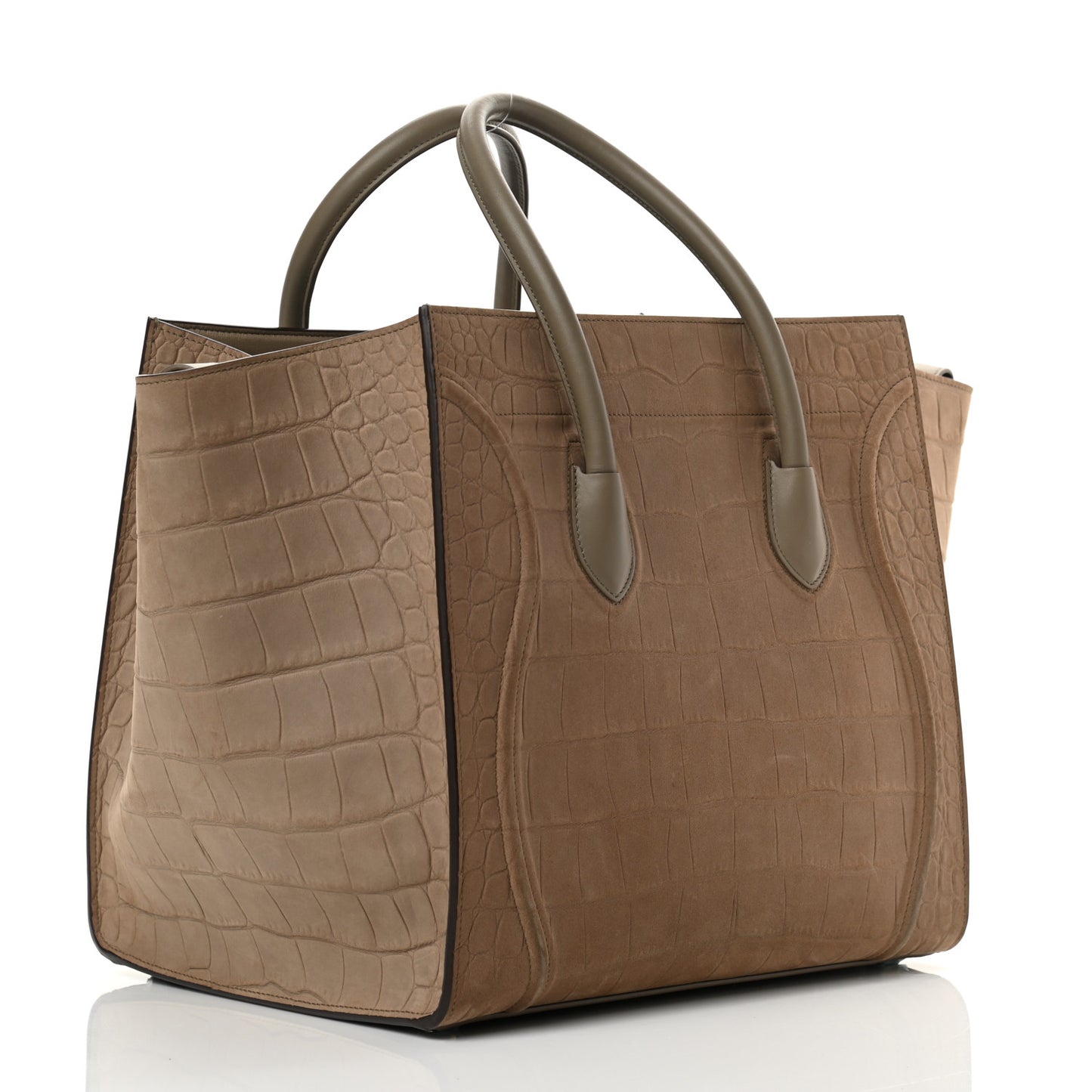 Crocodile Embossed Nubuck Medium Phantom Luggage Beige