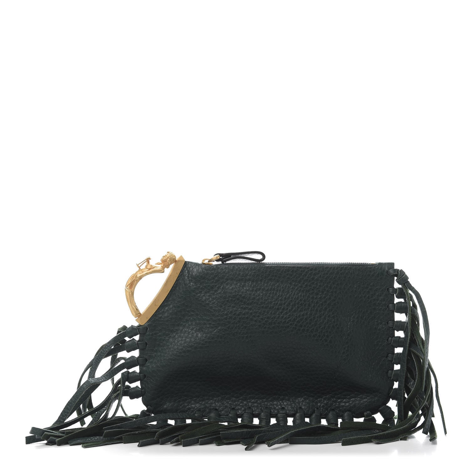 Valentino Garavani Calfskin C-Rockee Sagittarius Fringe Clutch Light Emerald 1 of 10