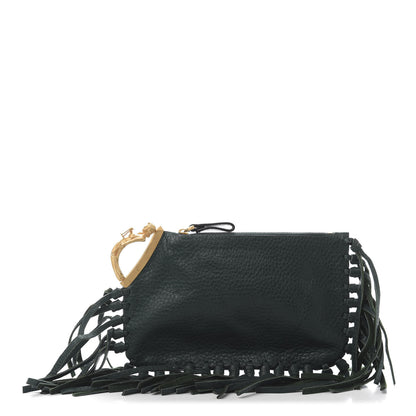 Valentino Garavani Calfskin C-Rockee Sagittarius Fringe Clutch Light Emerald 1 of 10