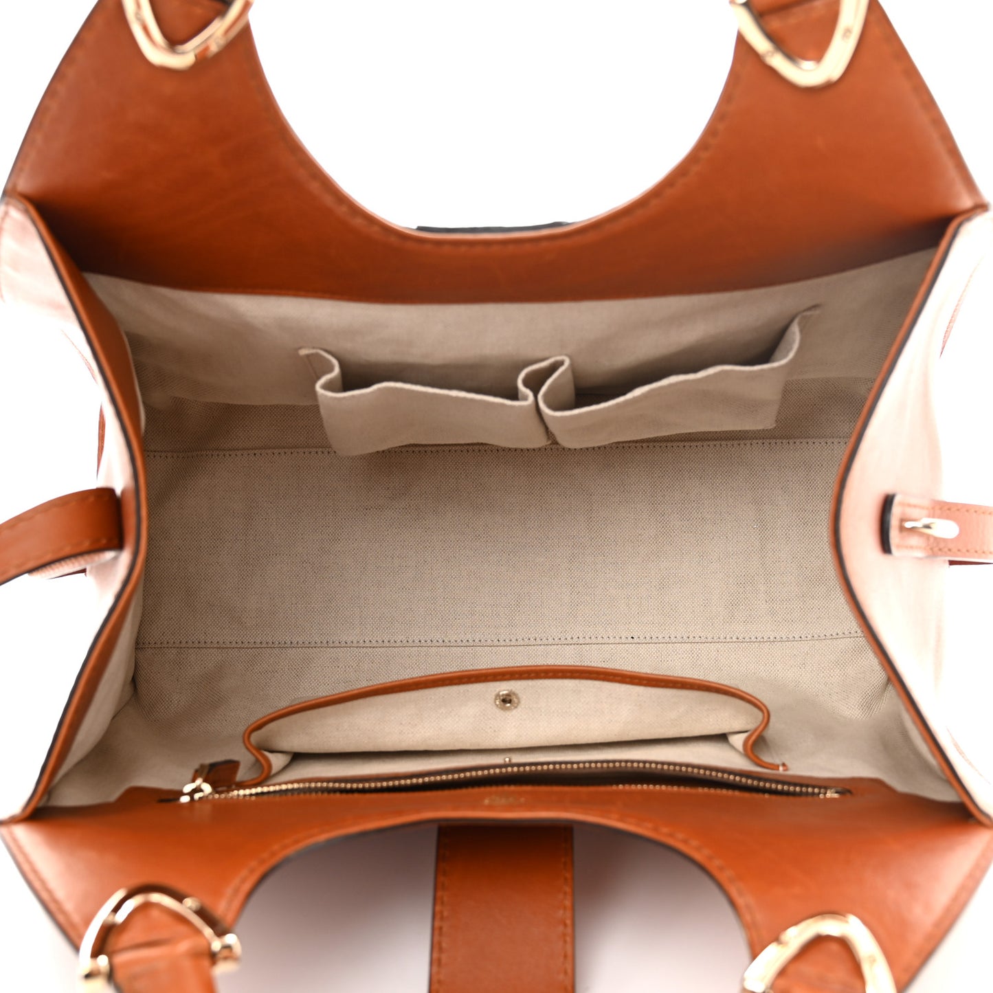 Calfskin Medium Stirrup Top Handle Bag Brown
