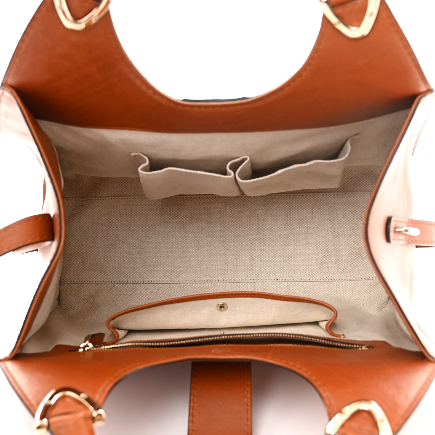 Gucci Calfskin Medium Stirrup Top Handle Bag Brown 4 of 10