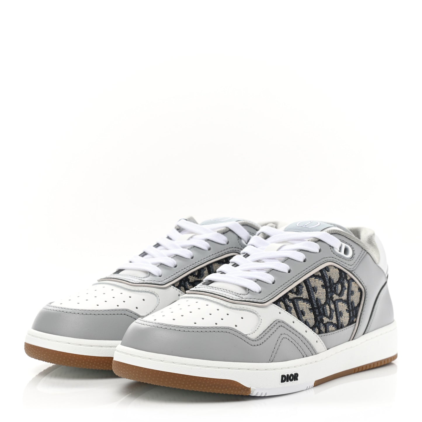 Smooth Calfskin Jacquard Oblique Mens B27 Low Top Sneakers 40 Beige Blue
