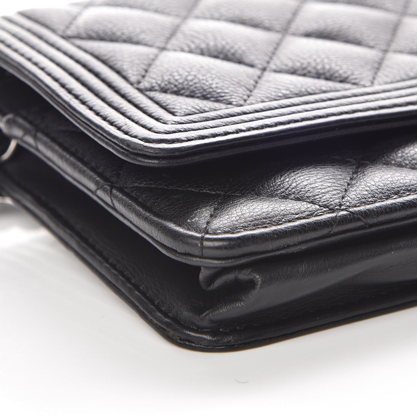 Calfskin Quilted Boy Wallet On Chain WOC Black