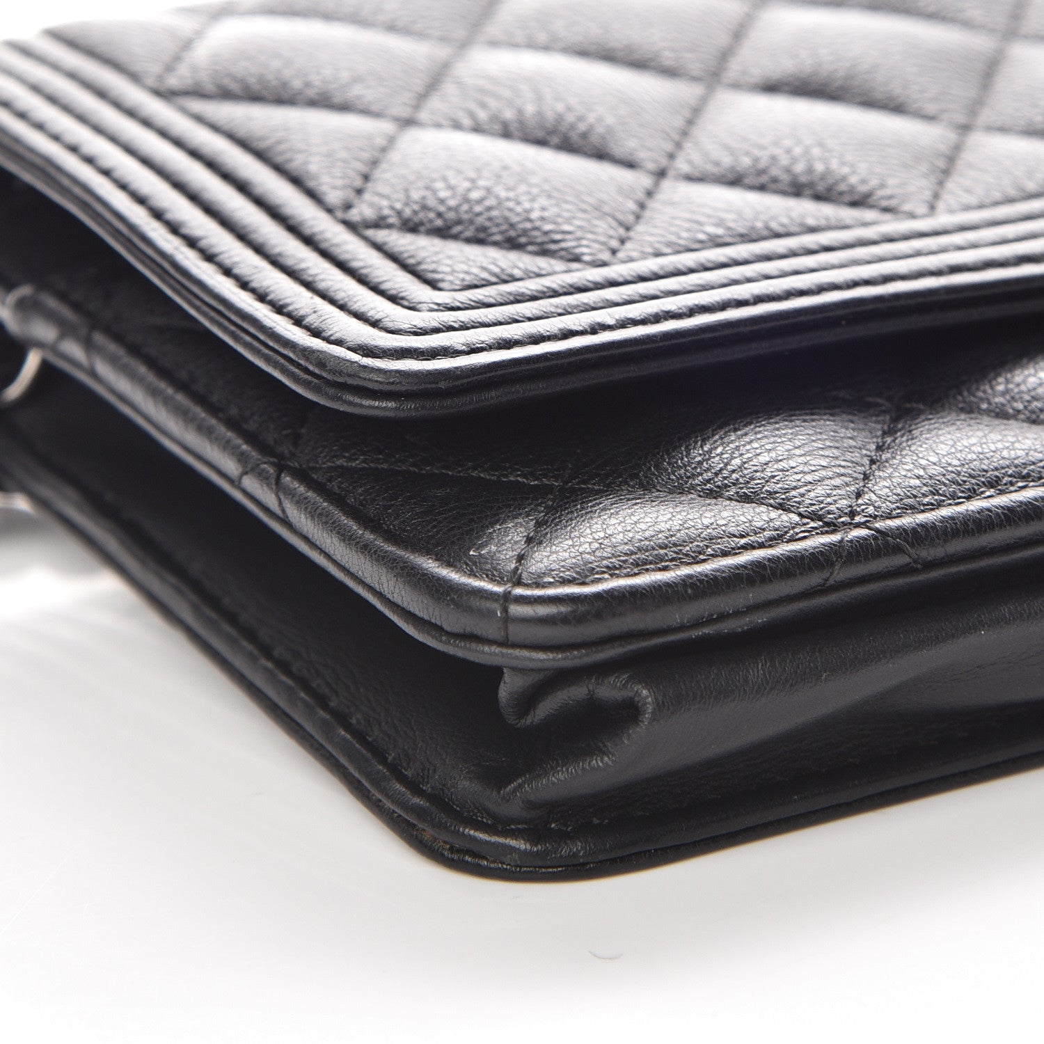 Chanel Calfskin Quilted Boy Wallet On Chain WOC Black 9 of 15