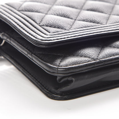 Chanel Calfskin Quilted Boy Wallet On Chain WOC Black 9 of 15