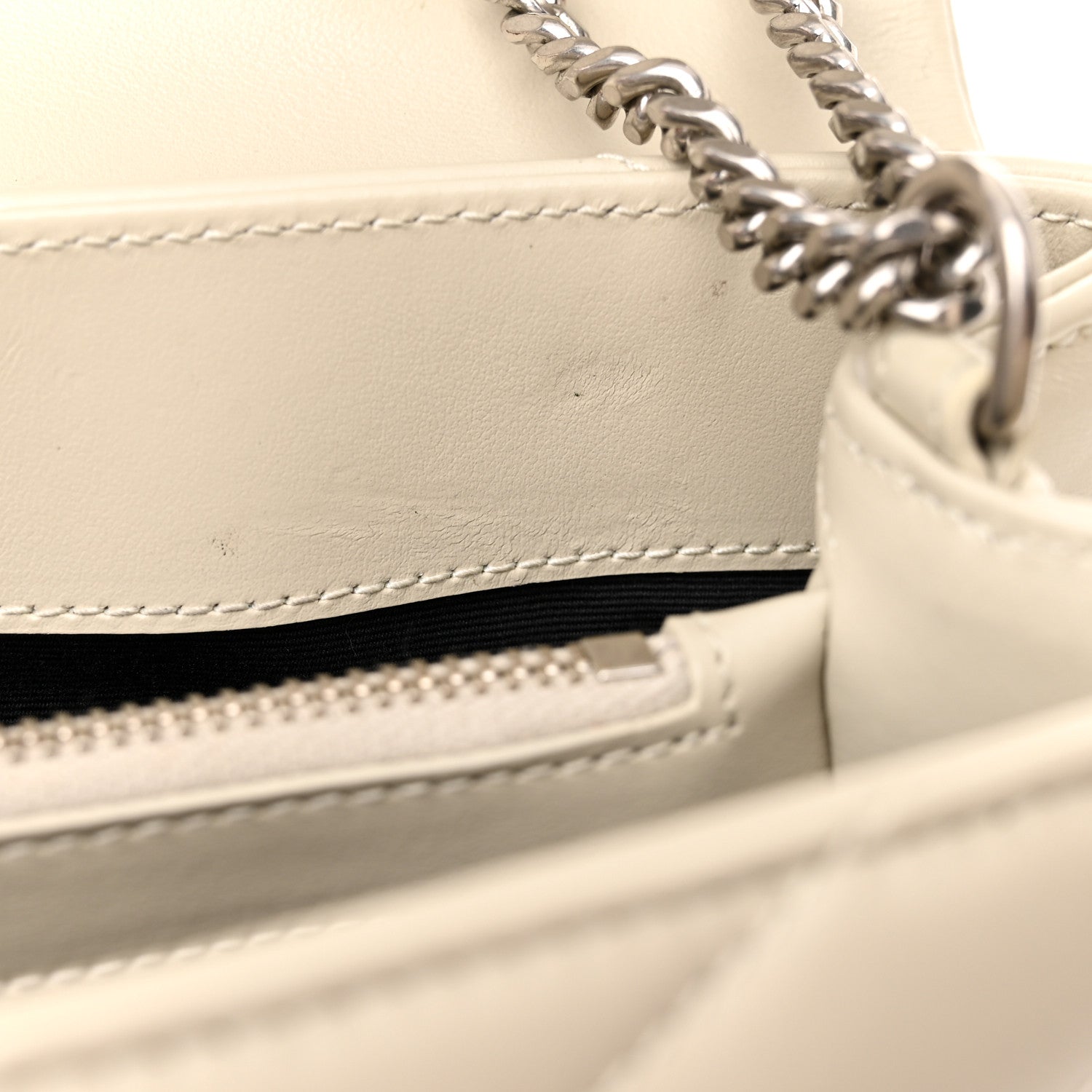 Saint Laurent Calfskin Y Quilted Monogram Small Loulou Chain Satchel Crema Soft 13 of 15
