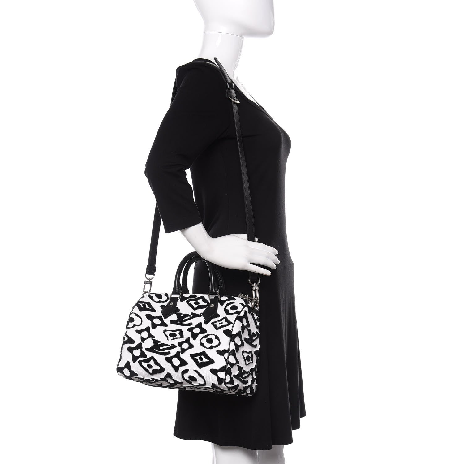 Louis Vuitton X UF Tufted Monogram Speedy Bandouliere 25 White Black 2 of 11