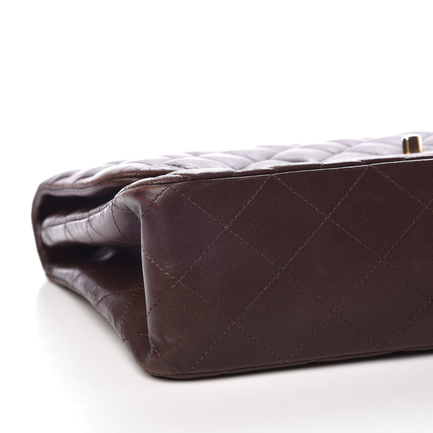Lambskin Quilted Jumbo Single Flap Dark Brown