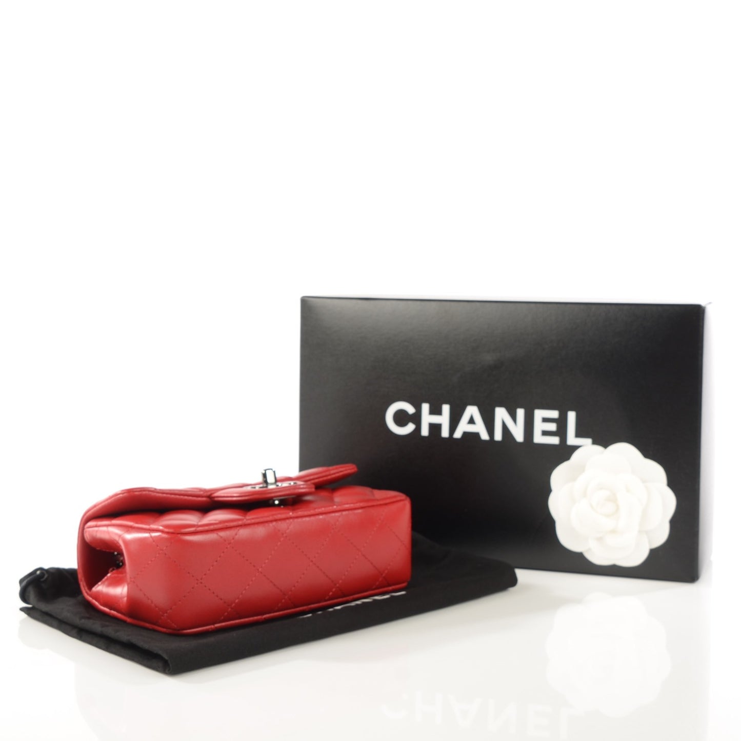 Lambskin Quilted Extra Mini Flap Red