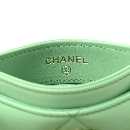 Chanel Shiny Goatskin Quilted Chanel 19 Card Holder Green 6 of 9