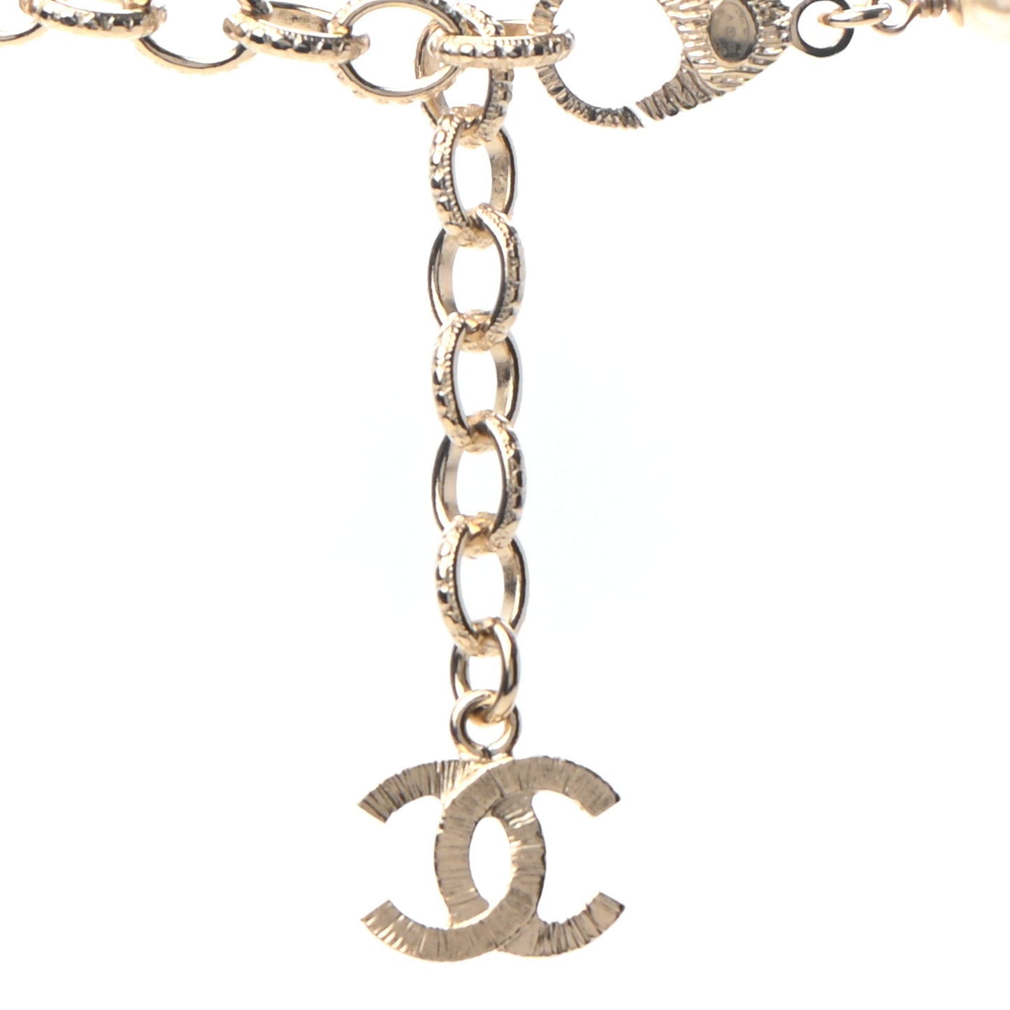 Pearl Crystal Sparkling Pearls CC Necklace Gold