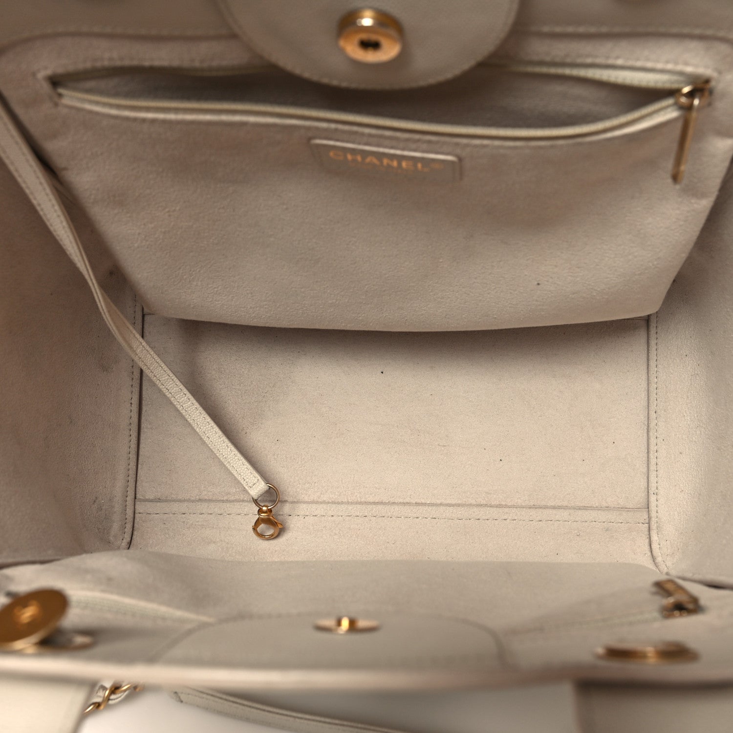 Chanel Caviar Small Studded Deauville Tote Ivory 5 of 16