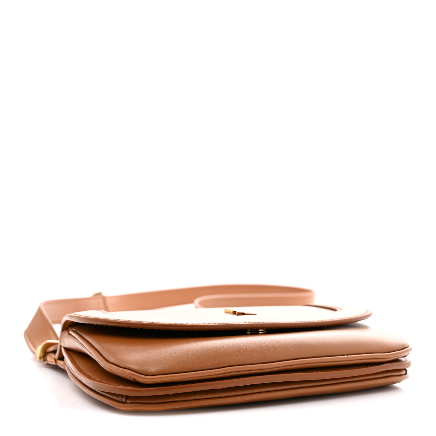 Smooth Calfskin Small Charlie Shoulder Bag Miel Dark
