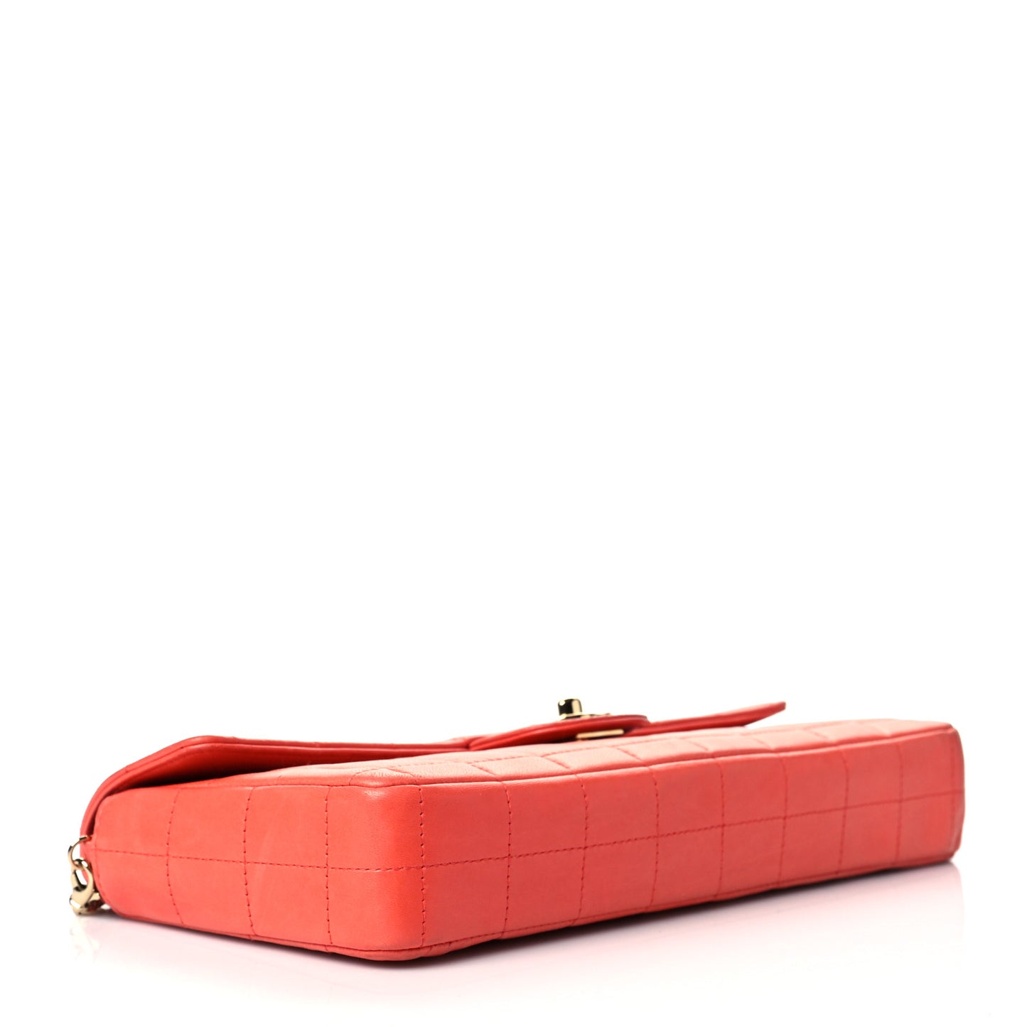 Lambskin East West Chocolate Bar Flap Orange