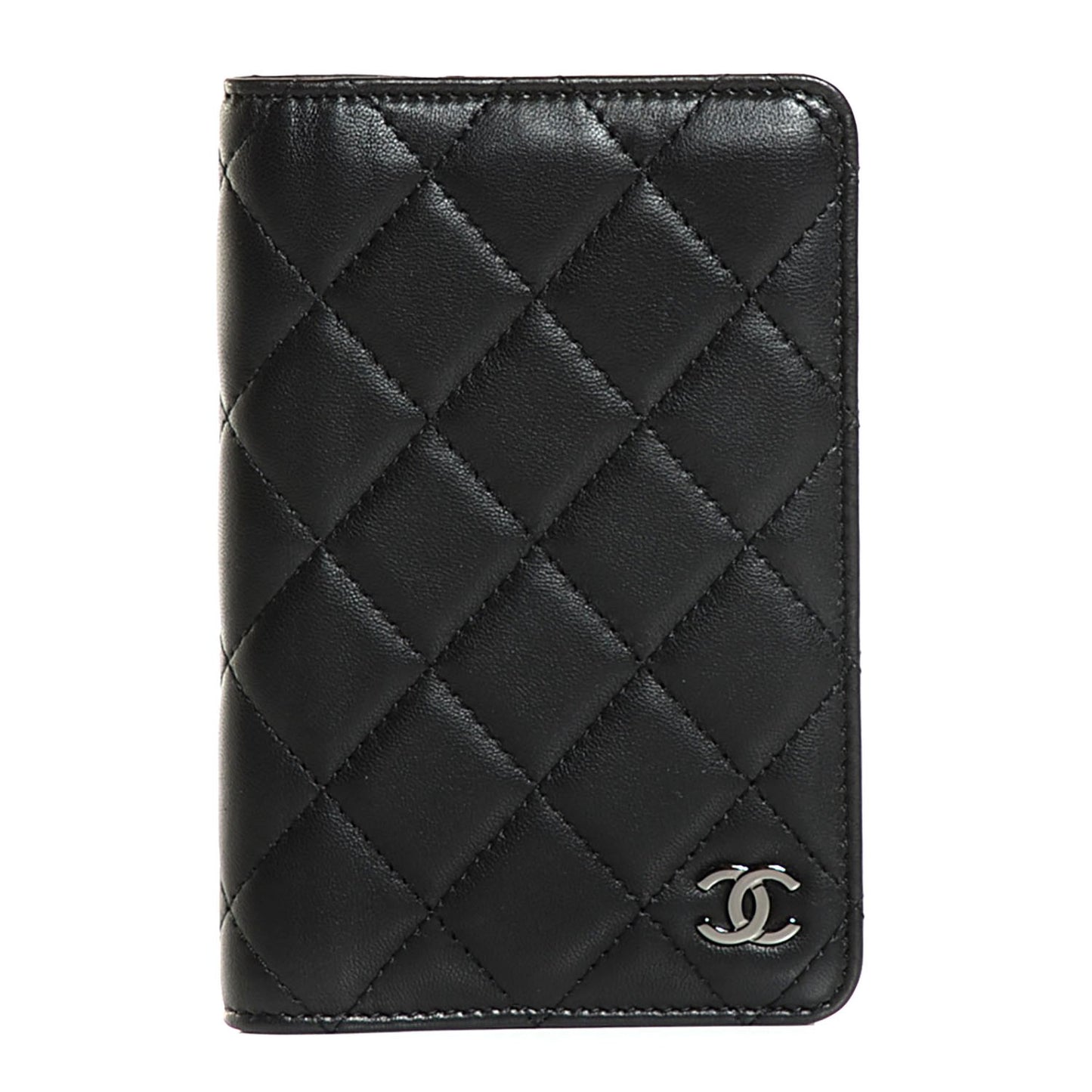 Lambskin Quilted Passport Holder Black