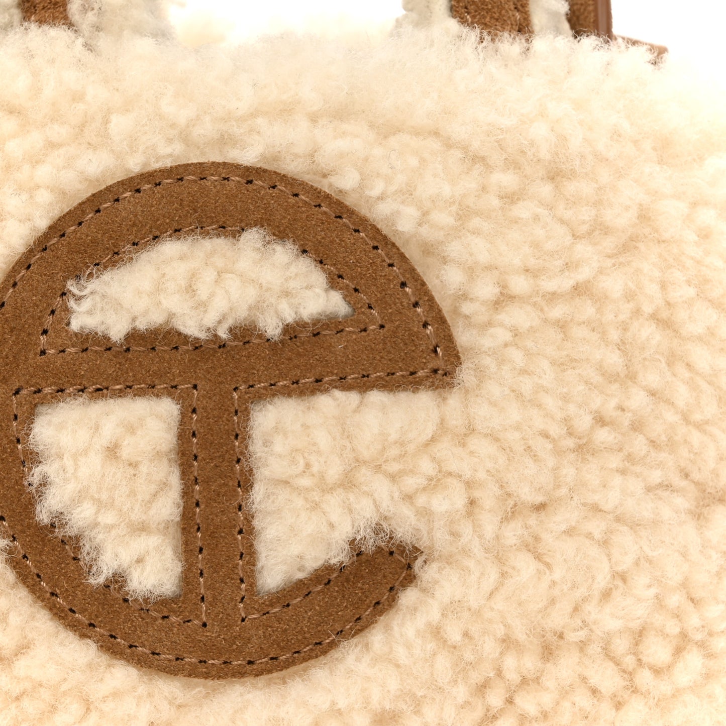 X UGG Suede Shearling Reverse Small Shopping Bag Natural