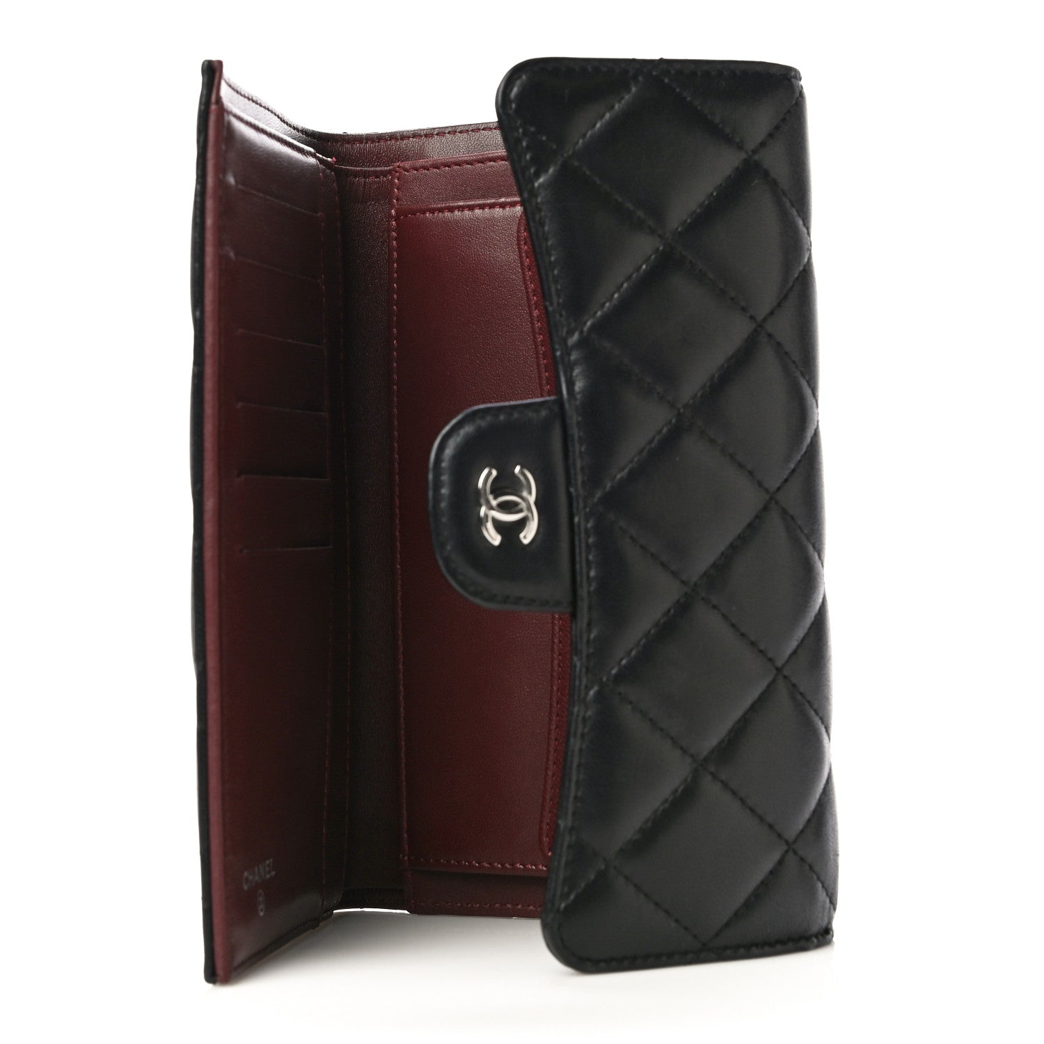 Chanel Lambskin Quilted Large Gusset Flap Wallet Black 5 of 24