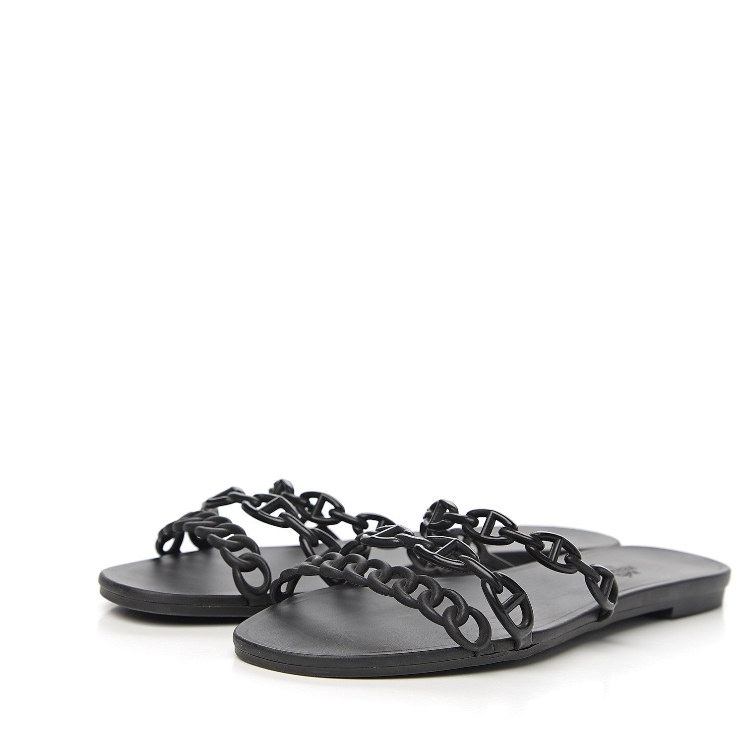 Hermes Rubber Chaine d'Ancre Rivage Sandals 41 Black 3 of 10