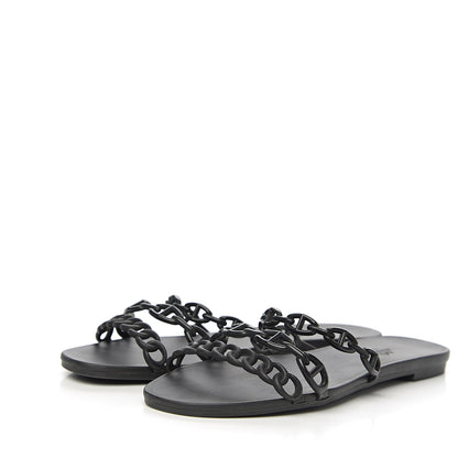 Hermes Rubber Chaine d'Ancre Rivage Sandals 41 Black 3 of 10