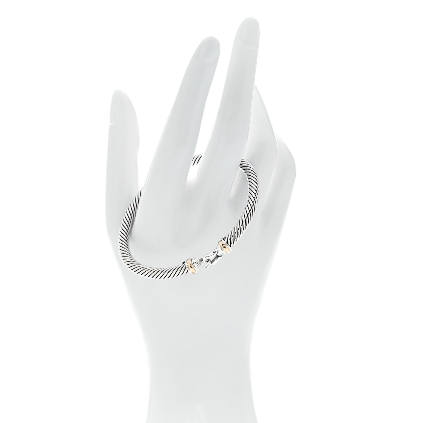 Sterling Silver 14K Rose Gold 5mm Cable Classic Buckle Bracelet