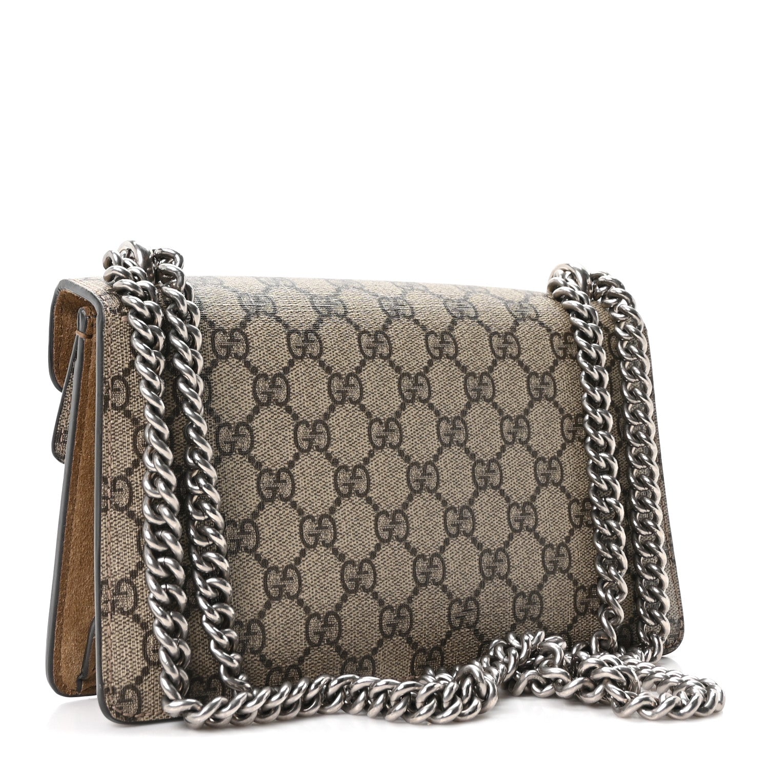 Gucci GG Supreme Monogram Suede Crystal Small Dionysus Shoulder Bag Beige Ebony Taupe 3 of 10