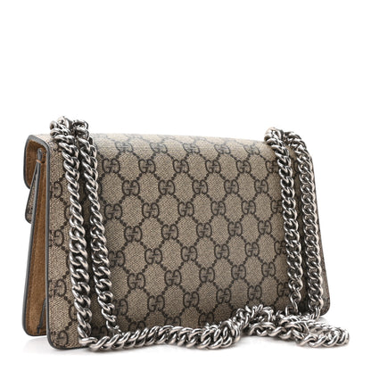 Gucci GG Supreme Monogram Suede Crystal Small Dionysus Shoulder Bag Beige Ebony Taupe 3 of 10