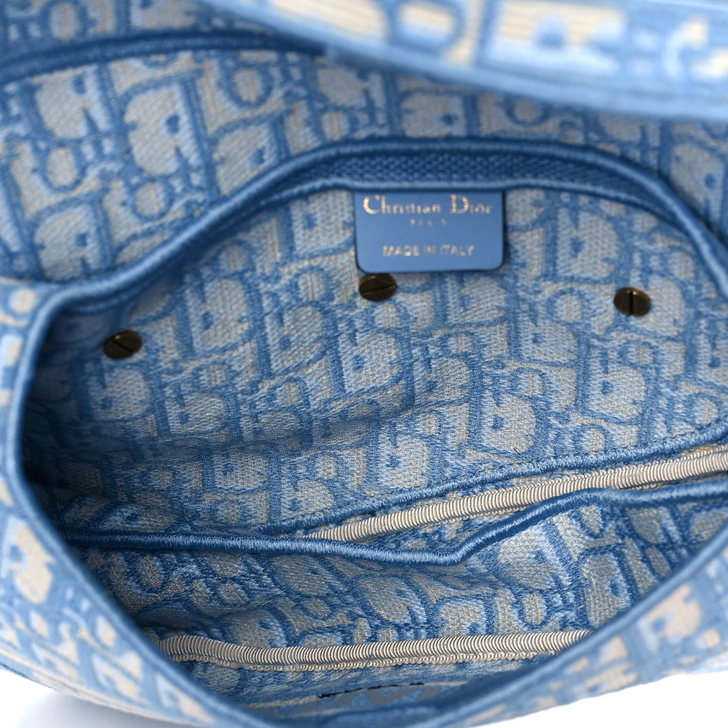 Oblique Embroidered Saddle Bag Cornflower Blue