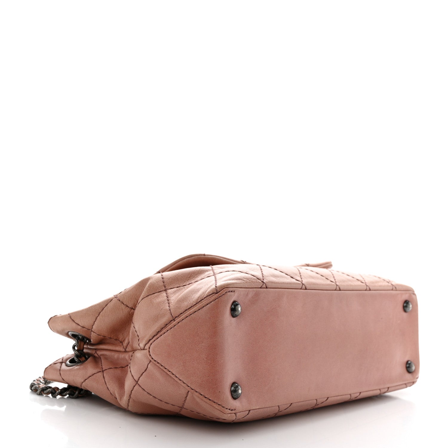Chanel Aged Calfskin Quilted Chain Accordion Flap Dark Pink 4 of 11