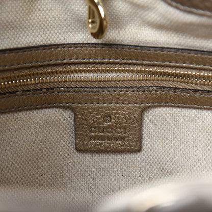 Gucci Metallic Pebbled Calfskin Medium Soho Chain Shoulder Bag Golden Beige 8 of 10