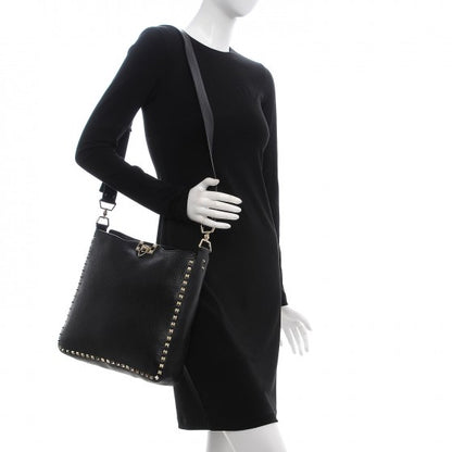 Valentino Garavani Pebbled Calfskin Large Rockstud Flip-Lock Messenger Bag Black 2 of 6