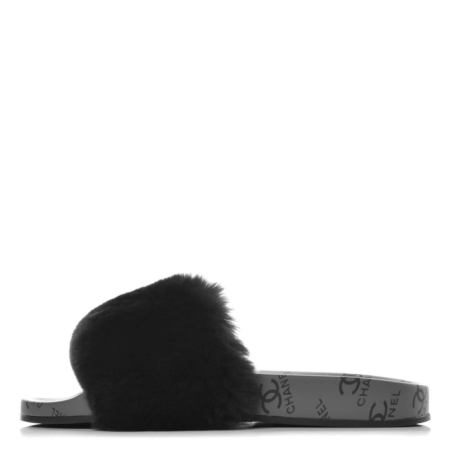 Orylag Fur Flat Sandals 35 Dark Grey